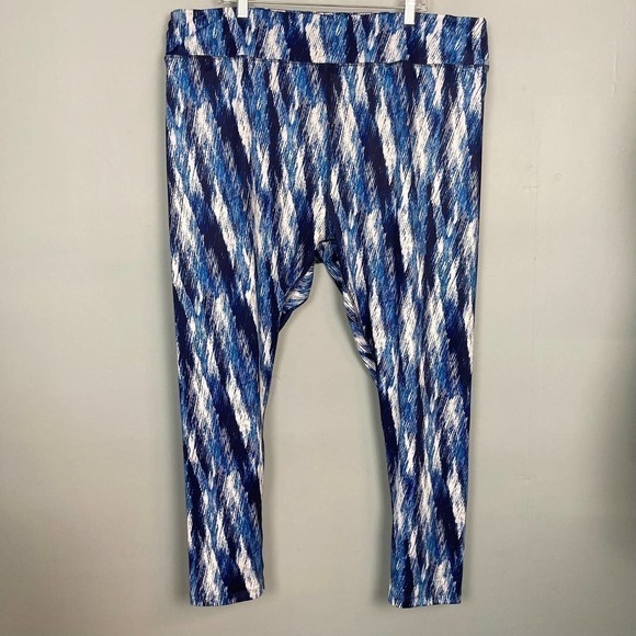 fullbeauty Sport Women's Size 26/28 Blue and White Leggings Stretch Activewear - Picture 1 of 12